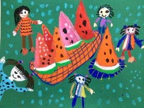 儿童绘画吃瓜的人,儿童绘画中的吃瓜人生百态